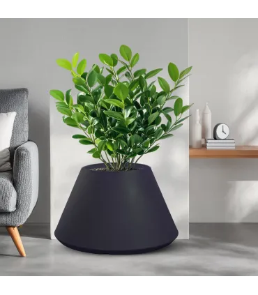 Vaso in resina da esterno interno per piante tondo conico design d.60x35h Stromboli Antracite