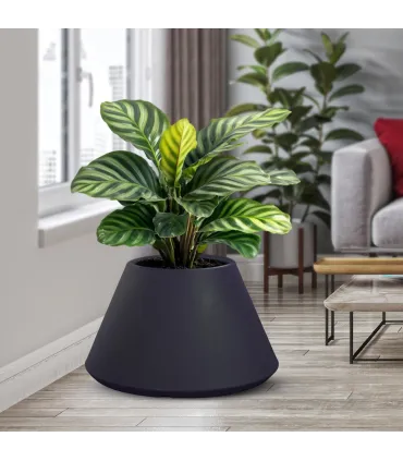 Vaso in resina da esterno interno per piante tondo conico design d.60x35h Stromboli Antracite