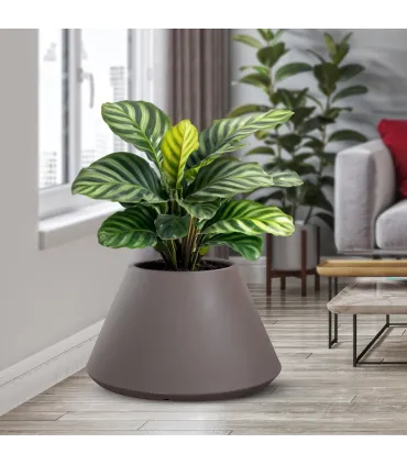 Vaso in resina da esterno interno per piante tondo conico design d.60x35h Stromboli Tortora