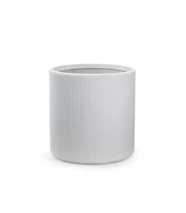 Vaso in resina da esterno interno per piante tondo cilindrico di design d.36x35h Modigliani Bianco