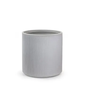 Vaso in resina da esterno interno per piante tondo cilindrico di design d.36x35h Modigliani Beige