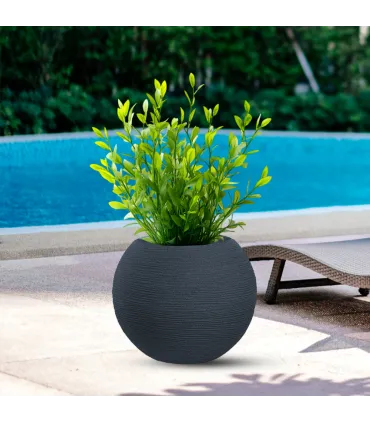 Vaso in resina da esterno interno per piante tondo a sfera di design d.40x33h Botticelli Grigio