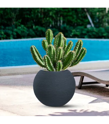 Vaso in resina da esterno interno per piante tondo a sfera di design d.40x33h Botticelli Grigio