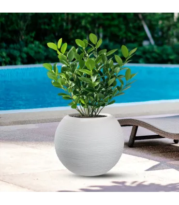 Vaso in resina da esterno interno per piante tondo a sfera di design d.40x33h Botticelli Bianco