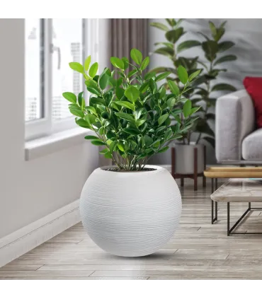 Vaso in resina da esterno interno per piante tondo a sfera di design d.40x33h Botticelli Bianco