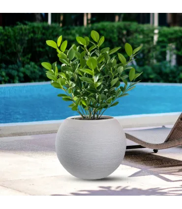 Vaso in resina da esterno interno per piante tondo a sfera di design d.40x33h Botticelli Beige