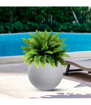 Vaso in resina da esterno interno per piante tondo a sfera di design d.40x33h Botticelli Beige