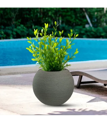 Vaso in resina da esterno interno per piante tondo a sfera di design d.40x33h Botticelli Verde