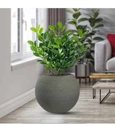 Vaso in resina da esterno interno per piante tondo a sfera di design d.40x33h Botticelli Verde