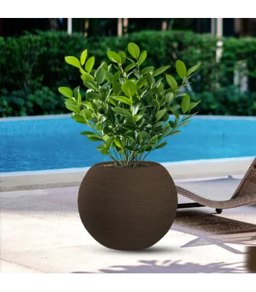Vaso in resina da esterno interno per piante tondo a sfera di design d.40x33h Botticelli Marrone