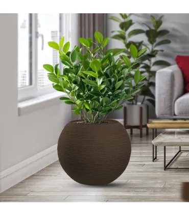Vaso in resina da esterno interno per piante tondo a sfera di design d.40x33h Botticelli Marrone