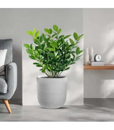 Vaso in resina da esterno interno per piante cilindro di design d.35x34h Raffaello Bianco