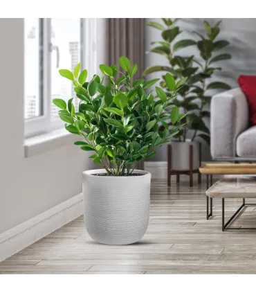Vaso in resina da esterno interno per piante cilindro di design d.35x34h Raffaello Bianco