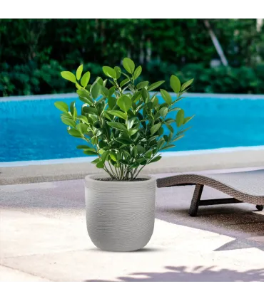 Vaso in resina da esterno interno per piante cilindro di design d.35x34h Raffaello Beige