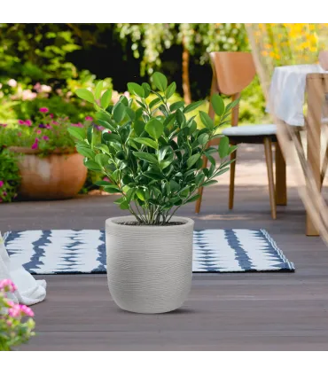 Vaso in resina da esterno interno per piante cilindro di design d.35x34h Raffaello Beige