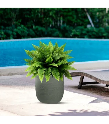 Vaso in resina da esterno interno per piante cilindro di design d.35x34h Raffaello Verde