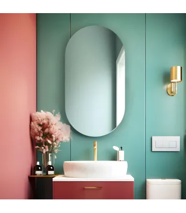 Specchio da bagno ovale retroilluminato reversibile OLIVIA LED 50x90 Made in Italy