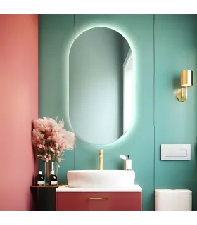 Specchio da bagno ovale retroilluminato reversibile OLIVIA LED 50x100 Made in Italy