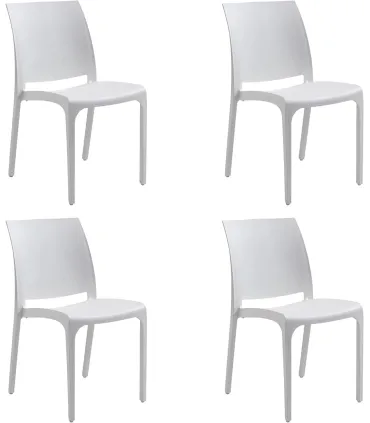 Sedia set 4 pz in resina impilabile made in Italy design per interno esterno SOFIA Bianca