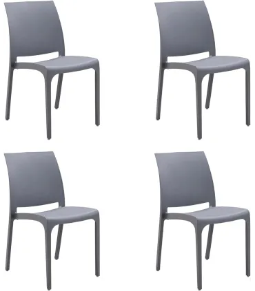 Sedia set 4 pz in resina impilabile made in Italy design per interno esterno SOFIA Grigio chiaro