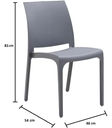 Sedia set 4 pz in resina impilabile made in Italy design per interno esterno SOFIA Grigio chiaro
