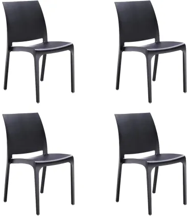 Sedia set 4 pz in resina impilabile made in Italy design per interno esterno SOFIA Nera