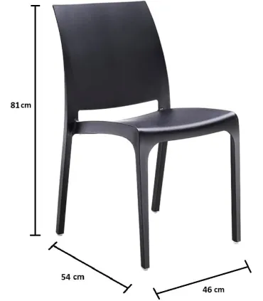 Sedia set 4 pz in resina impilabile made in Italy design per interno esterno SOFIA Nera