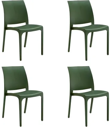 Sedia set 4 pz in resina impilabile made in Italy design per interno esterno SOFIA Verde Salvia