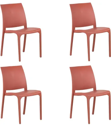 Sedia set 4 pz in resina impilabile made in Italy design per interno esterno SOFIA Rossa