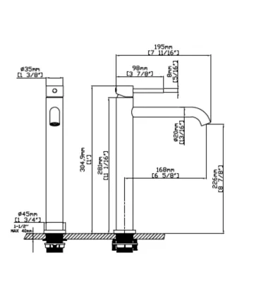 Miscelatore Lavabo Alto "Artemis Nero" I KARAG I Ap shop