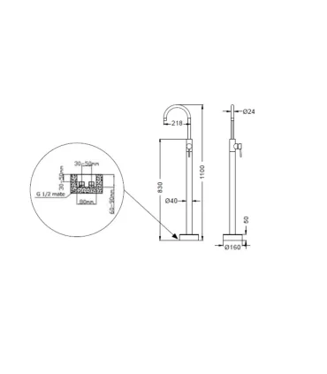Miscelatore Lavabo Freestanding "Lea Gun Metal" I KARAG I Ap shop