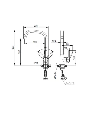 Miscelatore Lavabo Alto con Leva Laterale "Tati" Cromo I KARAG I Ap shop