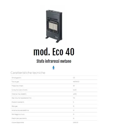 Stufa a Gas Metano Infrarossi "Eco 40" I Ap shop