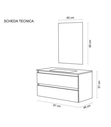 Mobile Bagno Sospeso "Revital" 80cm in Nobilitato Melaminico Rovere di Bordeaux I Ap shop