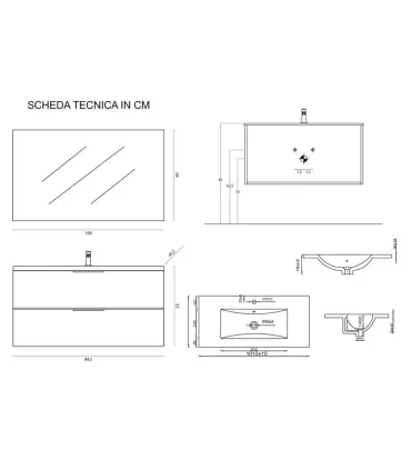 Mobile Bagno Sospeso "Rialto" 100cm in Nobilitato Melaminico Bianco Opaco I Ap shop