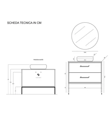 Mobile bagno per lavabo "Venus" 80cm in nobilitato melaminico ed mdf I Ap shop