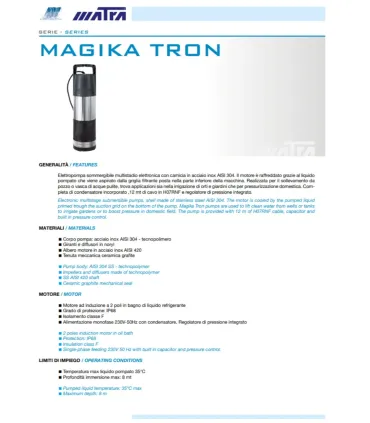 Elettropompa Sommersa Hp 1 "Magika Tron " Matra I MATRA I Ap shop