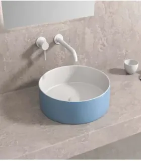 Lavabo Circolare Da Appoggio Bianco-Azzurro Opaco I KARAG I Ap shop