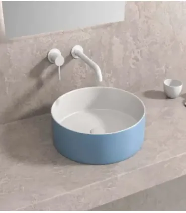 Lavabo Circolare Da Appoggio Bianco-Azzurro Opaco I KARAG I Ap shop