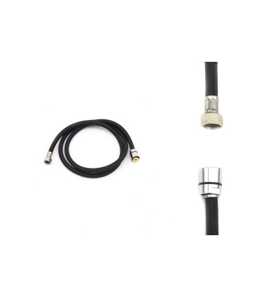 TUBO FLESSIBILE PER DOCCIA IN TRECCIA NYLON NERO F 1/2" X F 3/8"