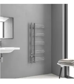 Termoarredo Scaldasalviette Bagno 120x50cm Interasse 10 cm In Acciaio Finitura Cromo "Nerissa"