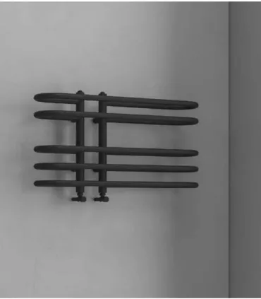 Termoarredo Scaldasalviette Bagno 40x70cm Interasse 9cm Finitura Nero Opaco "Dora"