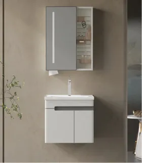 Mobile bagno sospeso in PVC con specchio e lavabo "NESSE 60" I KARAG I Ap shop
