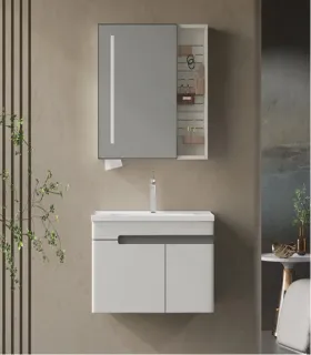 Mobile bagno sospeso con specchio e lavabo "NESSE 80"