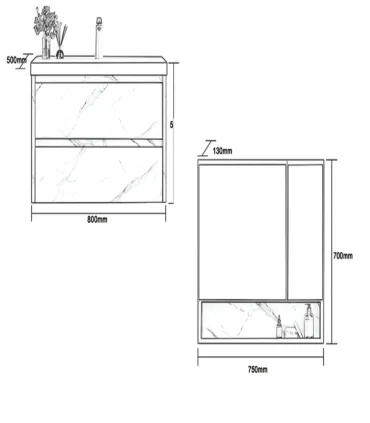 Mobile bagno sospeso con specchio e lavabo "IVA 80"