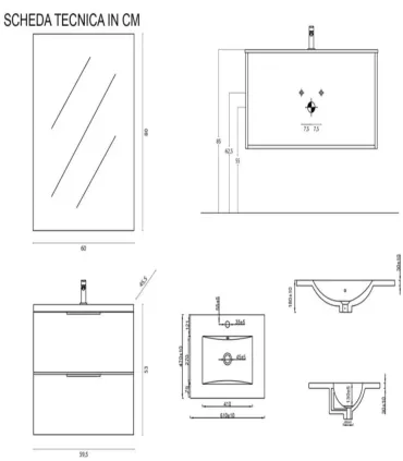 Mobile Bagno Sospeso "Rialto" 60 cm in nobilitato melaminico Rovere I Ap shop