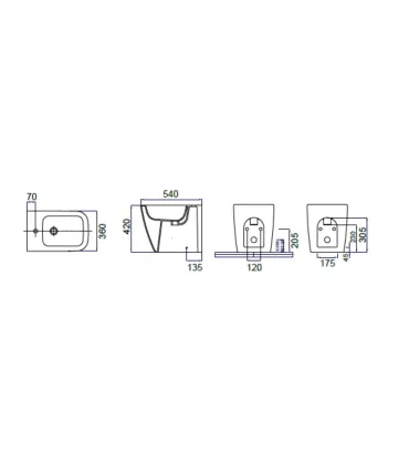 Bidet Filo Muro "New Legend" Finitura Bianco Lucido