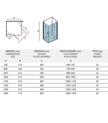 Box Doccia "Tinos 100" diverse finiture con Cristallo Trasparente 8 mm I KARAG I Ap shop