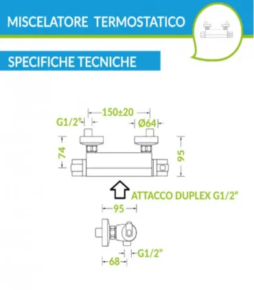 Miscelatore Vasca Termostatico Eurorama Cromo adatto per vasca/doccia  I Ap shop