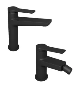 Set Coppia Rubinetteria "andare" Miscelatore Lavabo Bidet E Vasca Nero Opaco